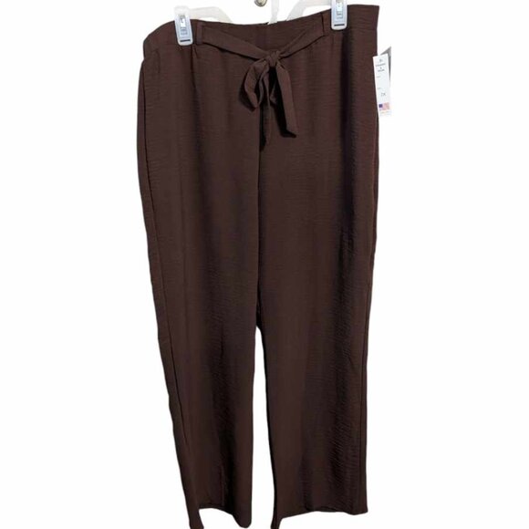 ELIZABETH & NICOLE womens straight leg pull on pants brown 2X  w-156 - Picture 1 of 4